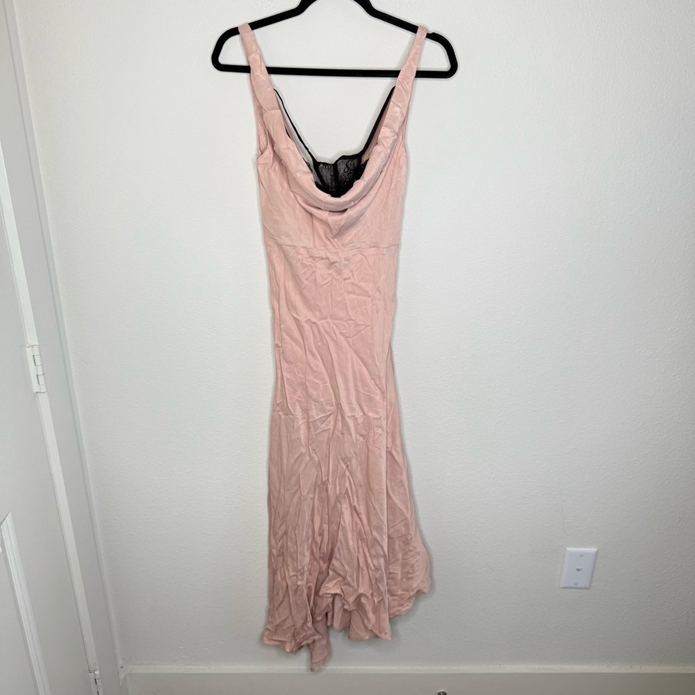 Anthropologie Cowl Neck Asymmetrical Twofer Dress Blush Pink Size XS - Picture 3 of 15